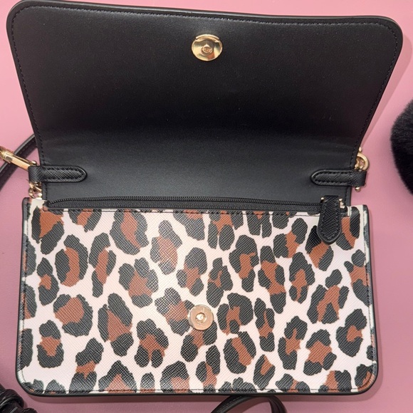 NWOTs Kate Spade Leopard Print Two Way Crossbody Bag with Gold Chain - Picture 6 of 9